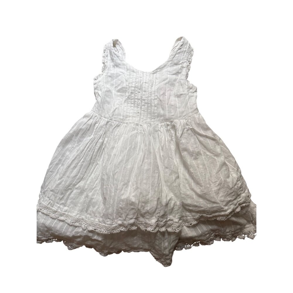 Tommy Bahama White Lace Trim Girls Dress Sleeveless Size 10 India Cotton Blend